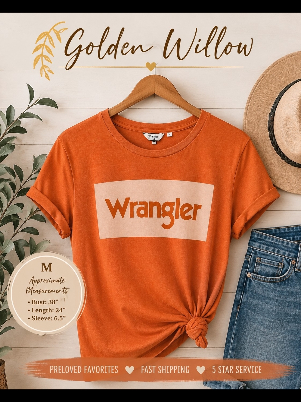 Wrangler Orange Graphic Short Sleeve Tee